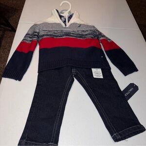 Nautica Kids' Sweater and pants set- Navy, Red, and White